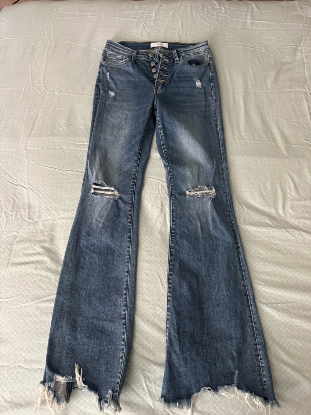 Vervet Distressed Flare Jeans - Blue